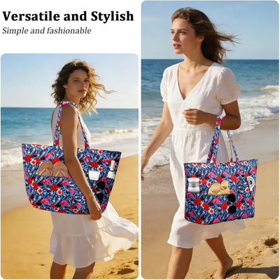 Bolso playa con bolsa cosmética y monedero para mujer