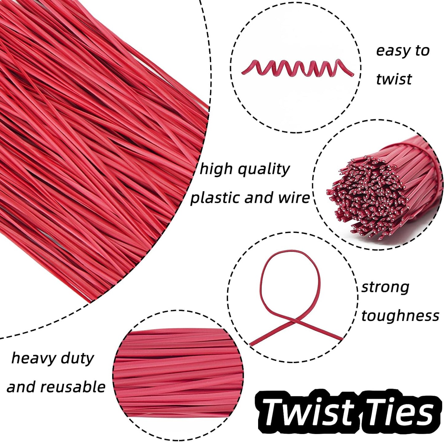 Lazos plástico rojo 6pulg reutilizables 500uds