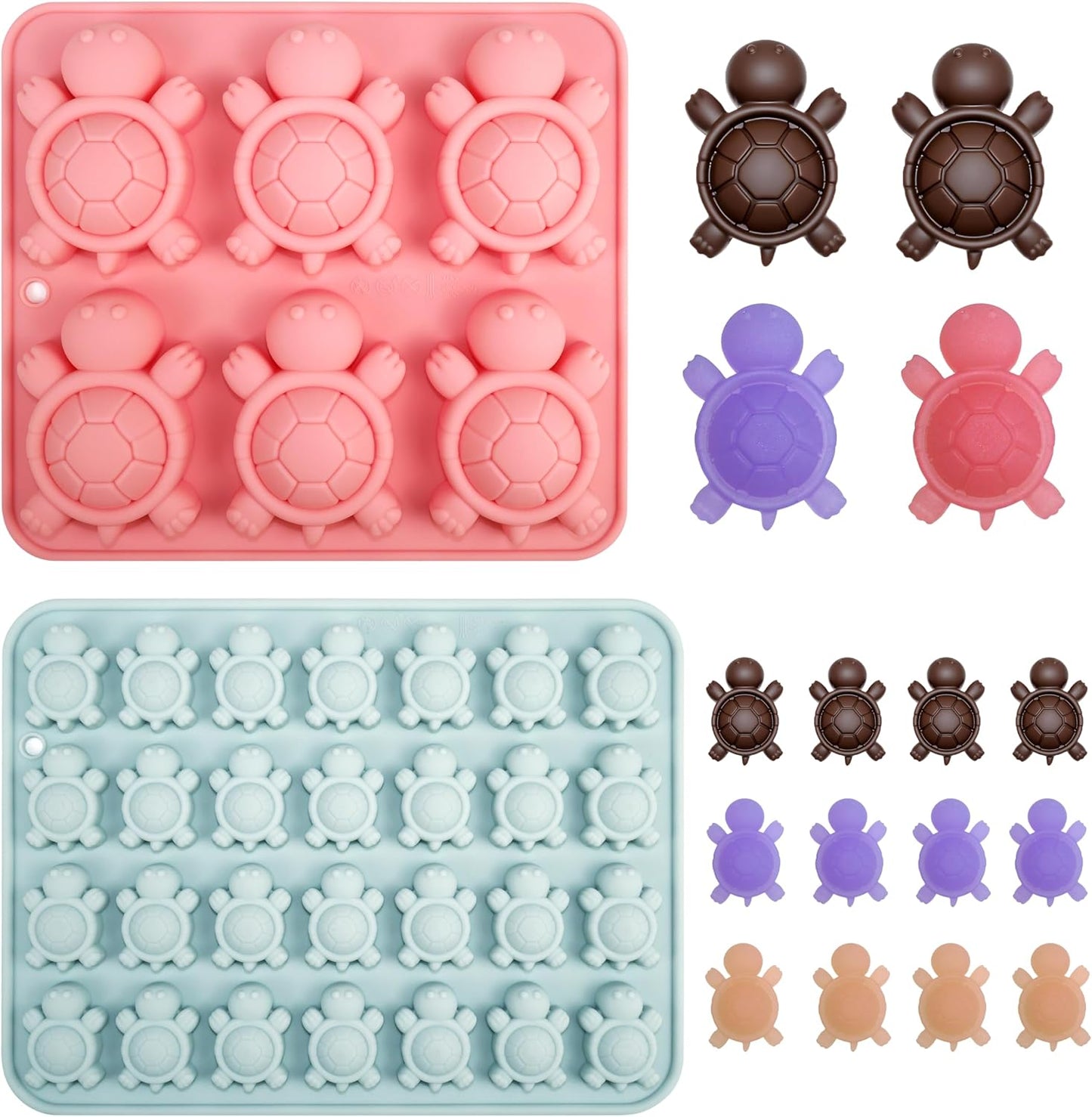 2 Moldes Silicona Chocolate 3D Tortuga Marfil