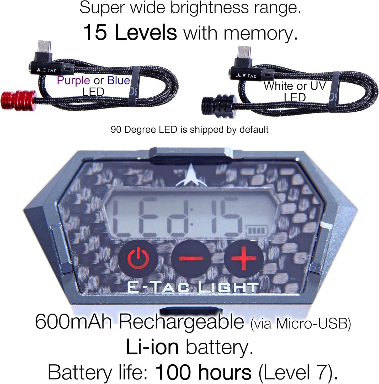 Luz visión arco compuesto 3/8-32 15 niveles recargable