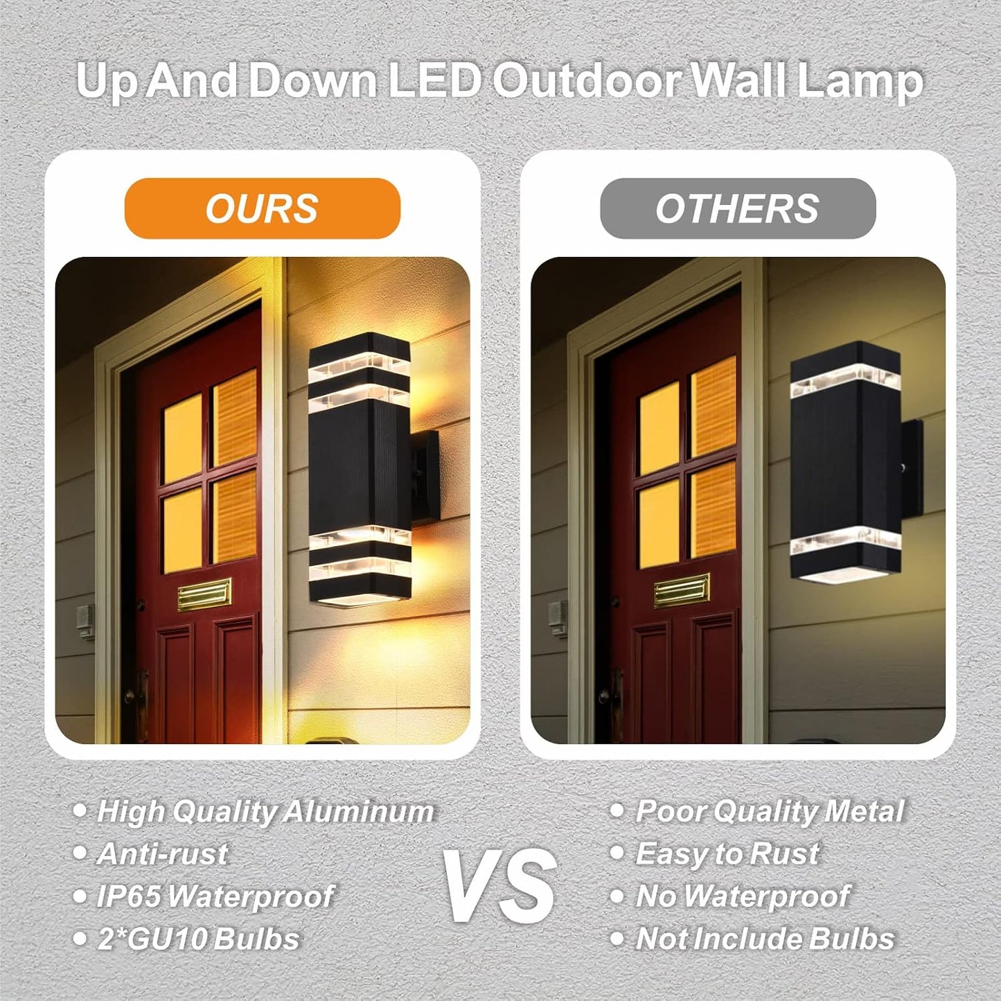 Lámpara pared exterior aluminio luces arriba y abajo