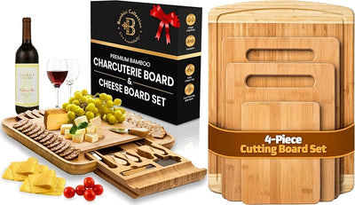 Set regalo tabla embutidos y queso con cortador bambú