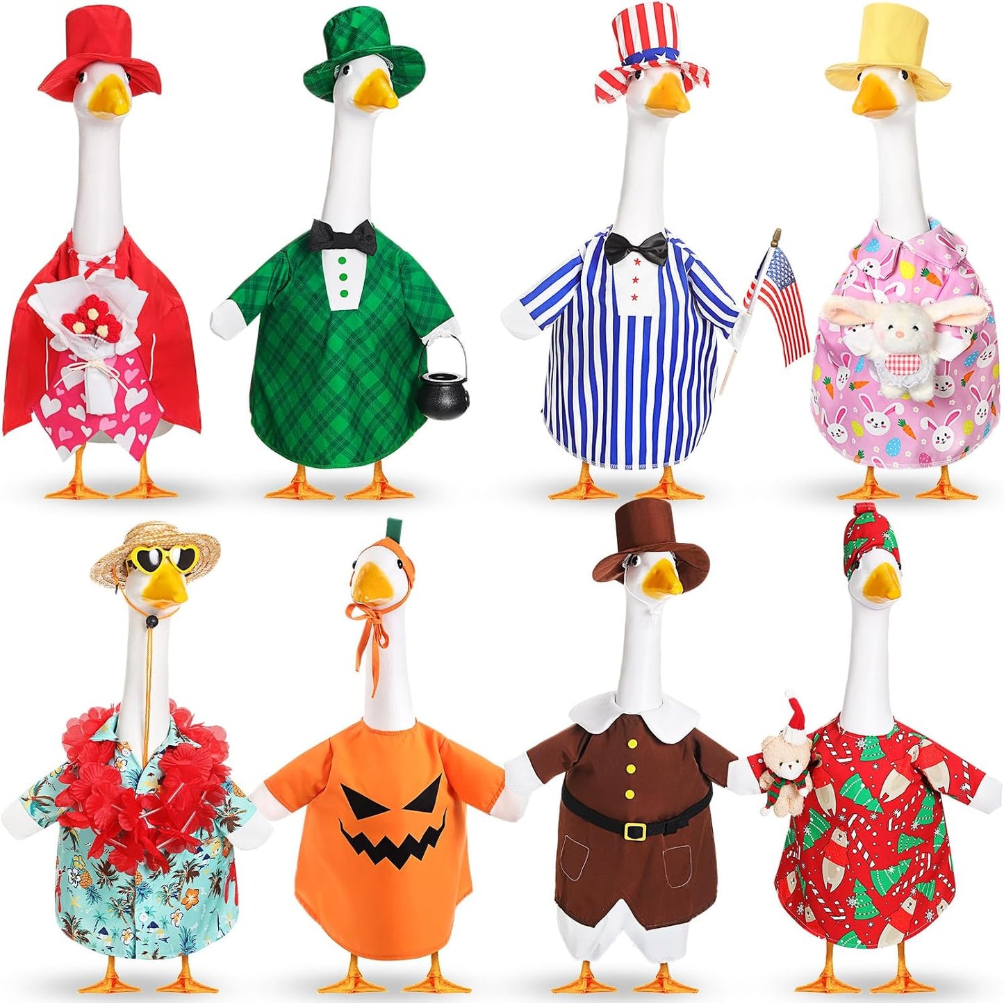 8 Trajes Ganso Temporada Navideña para Porche Jardín Estilo Niño