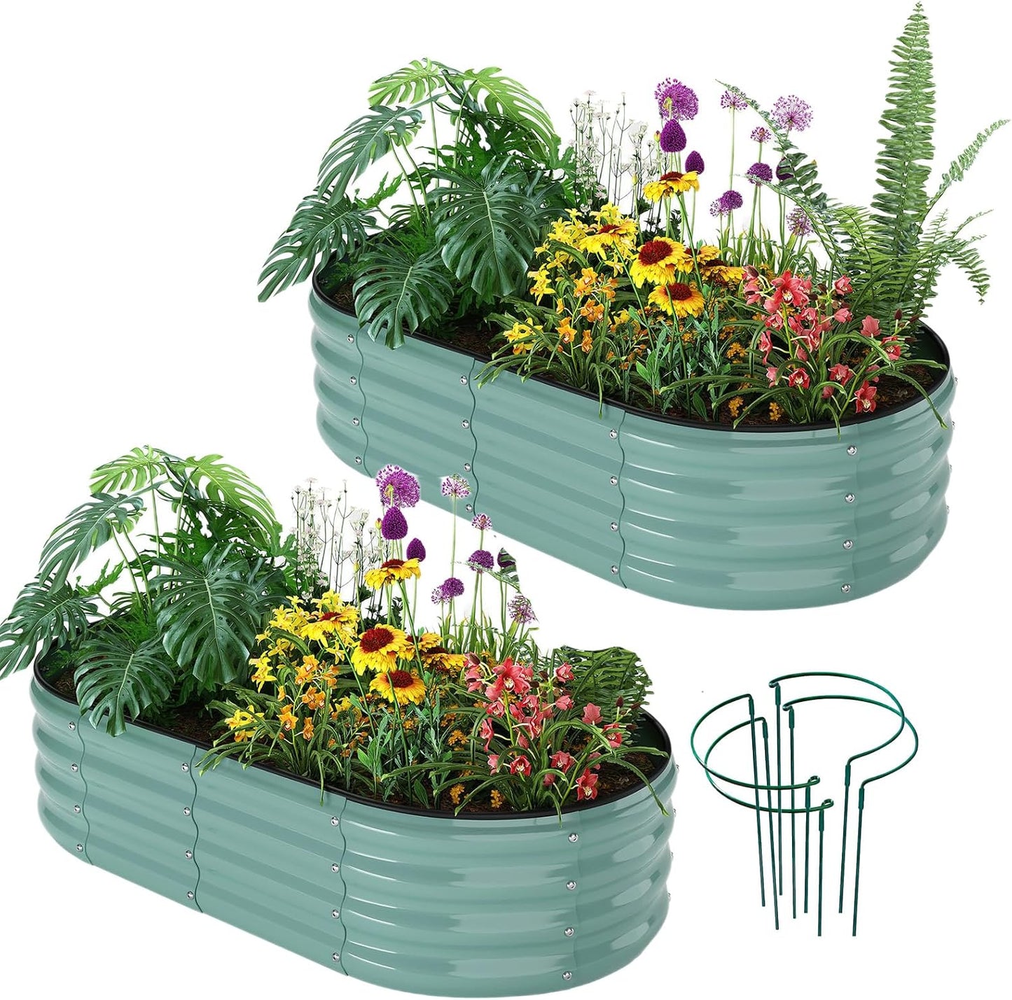 Jardinera metal galvanizado cama jardín 2pzas verde 4x2x1ft