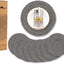 Set 8 manteles redondos trenzados gris hilo plateado