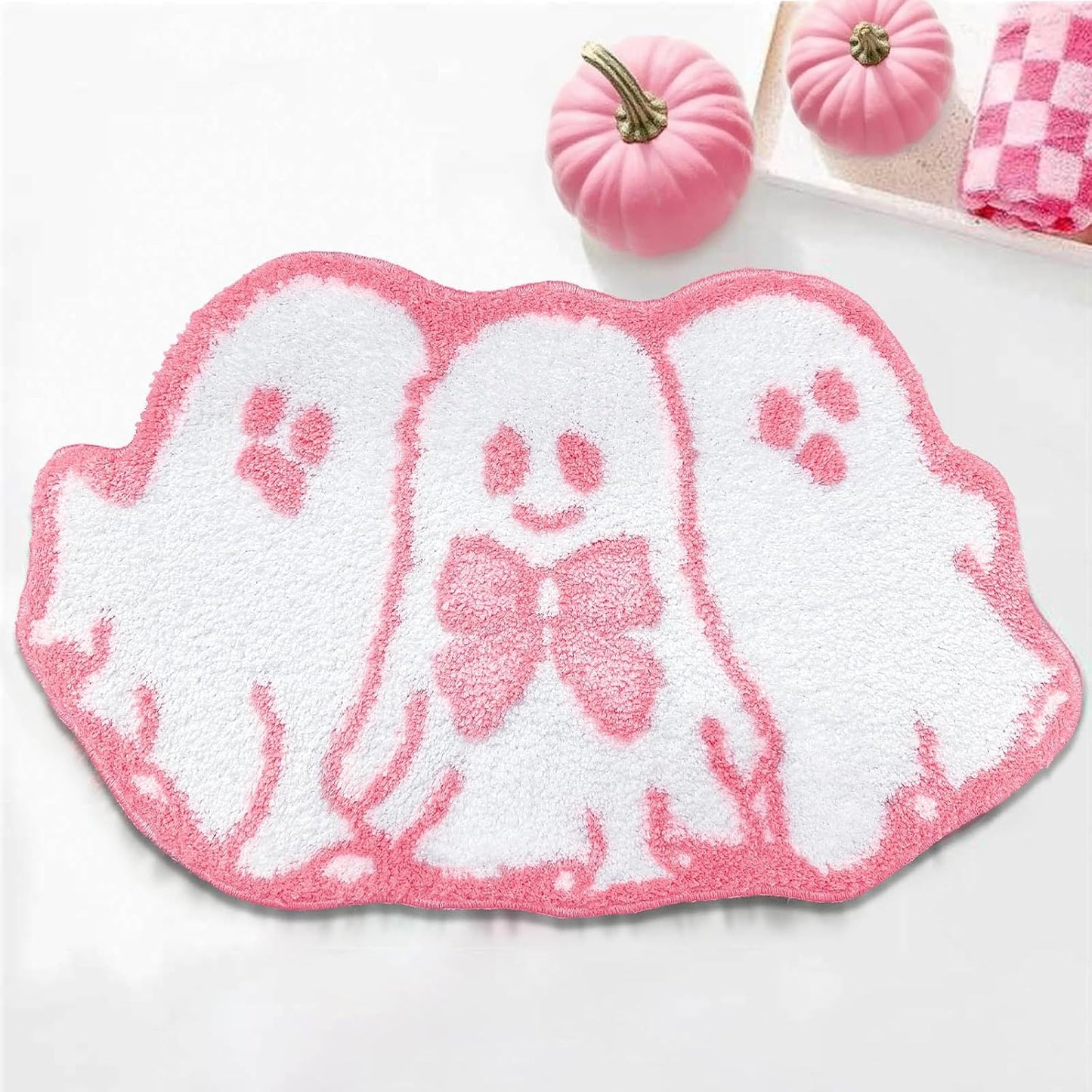 Alfombra baño Halloween 18x31pulg antiderrap rosa
