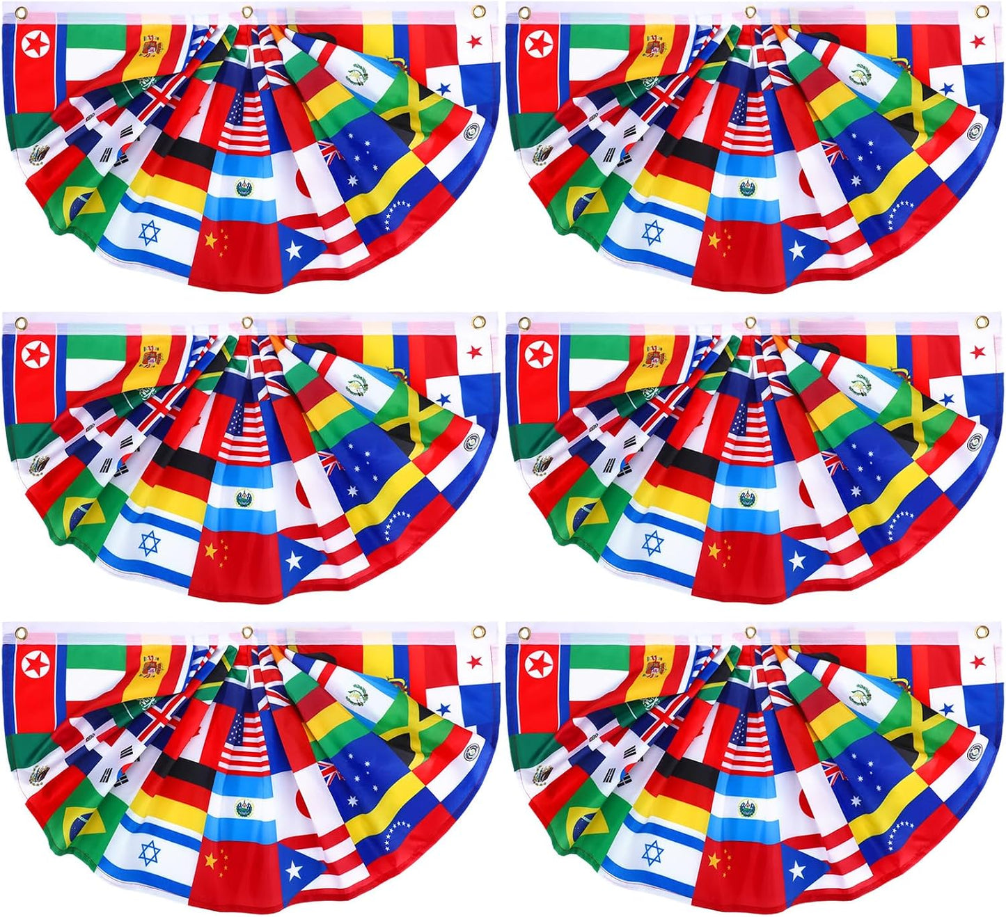 6 Pzas Banderín del Mundo 1.5x3pies Decoración Eventos