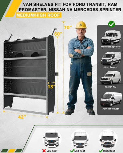 Sistema almacenamiento camioneta 42x60x13pulg Ford Transit