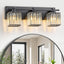 Lámpara tocador moderna 3 luces negro cristal baño