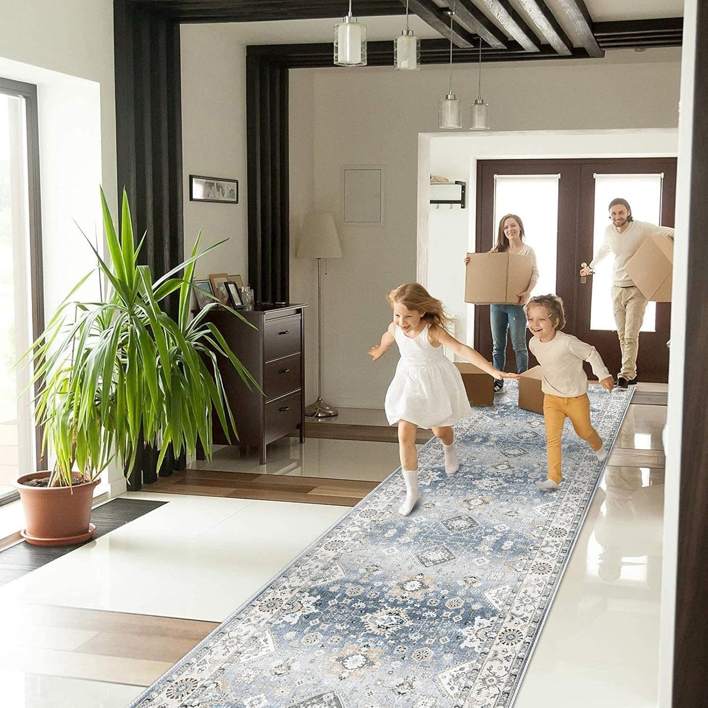 Tapete pasillo ultrasuave antiderrap 2x12ft gris