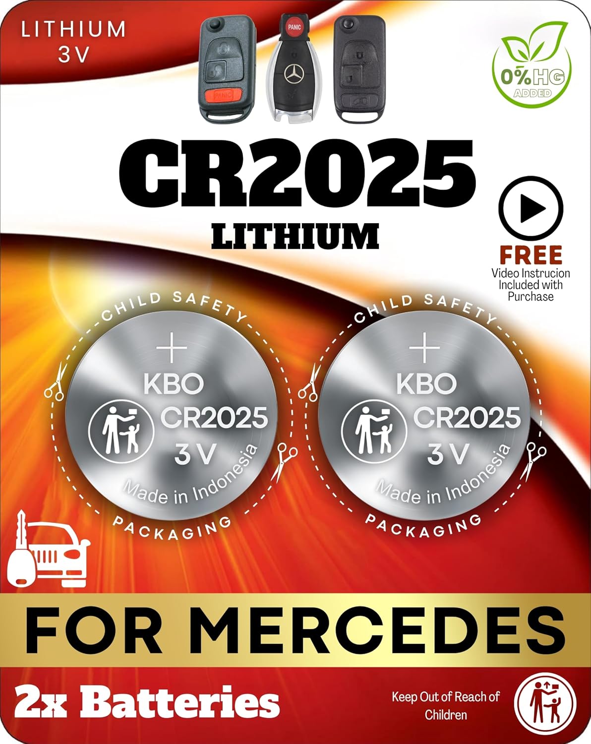 Baterías llavero Mercedes-Benz CR2025 set 2 Clase C E ML S