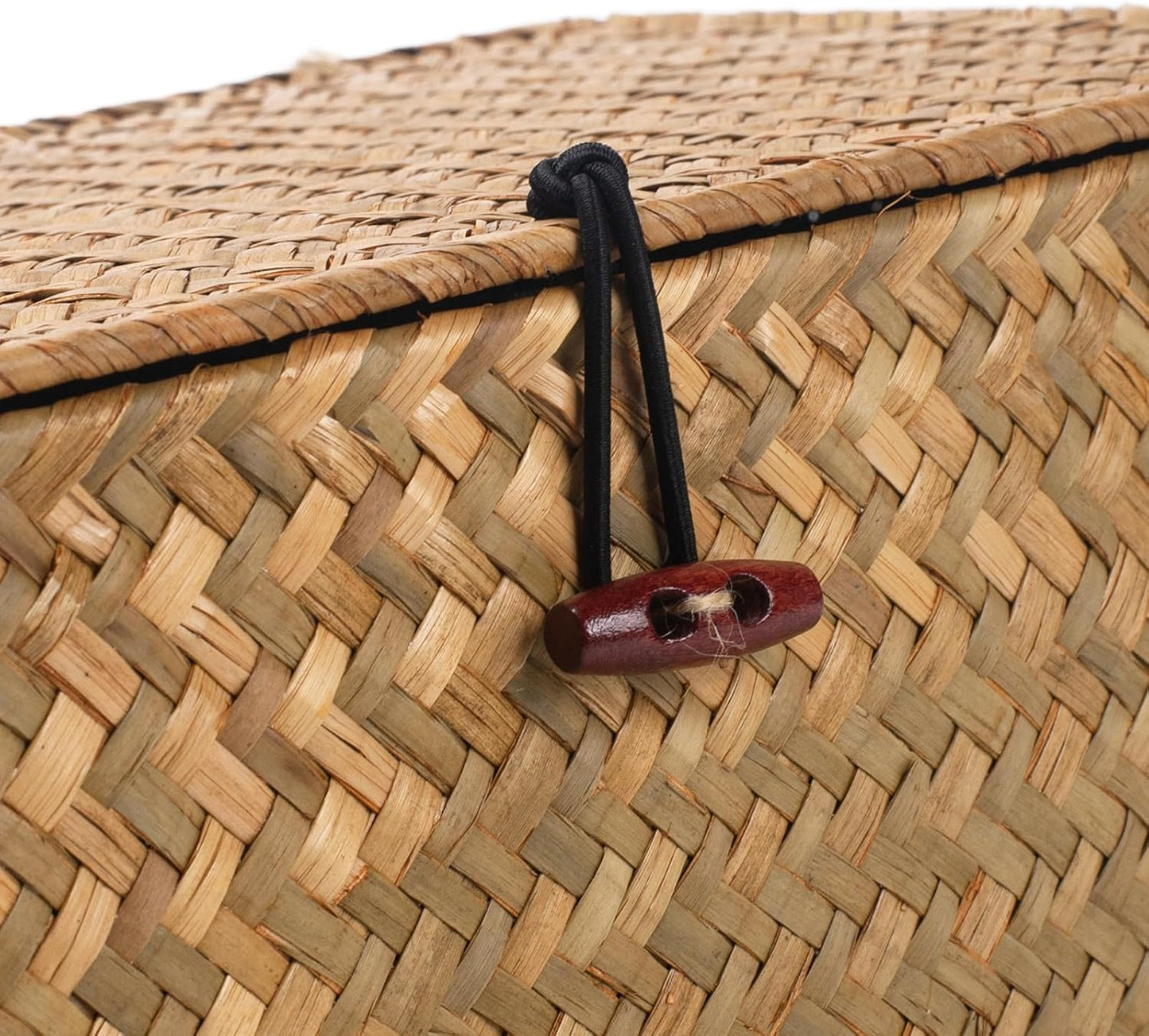 Cesta mimbre tapa almacenamiento decorativa natural