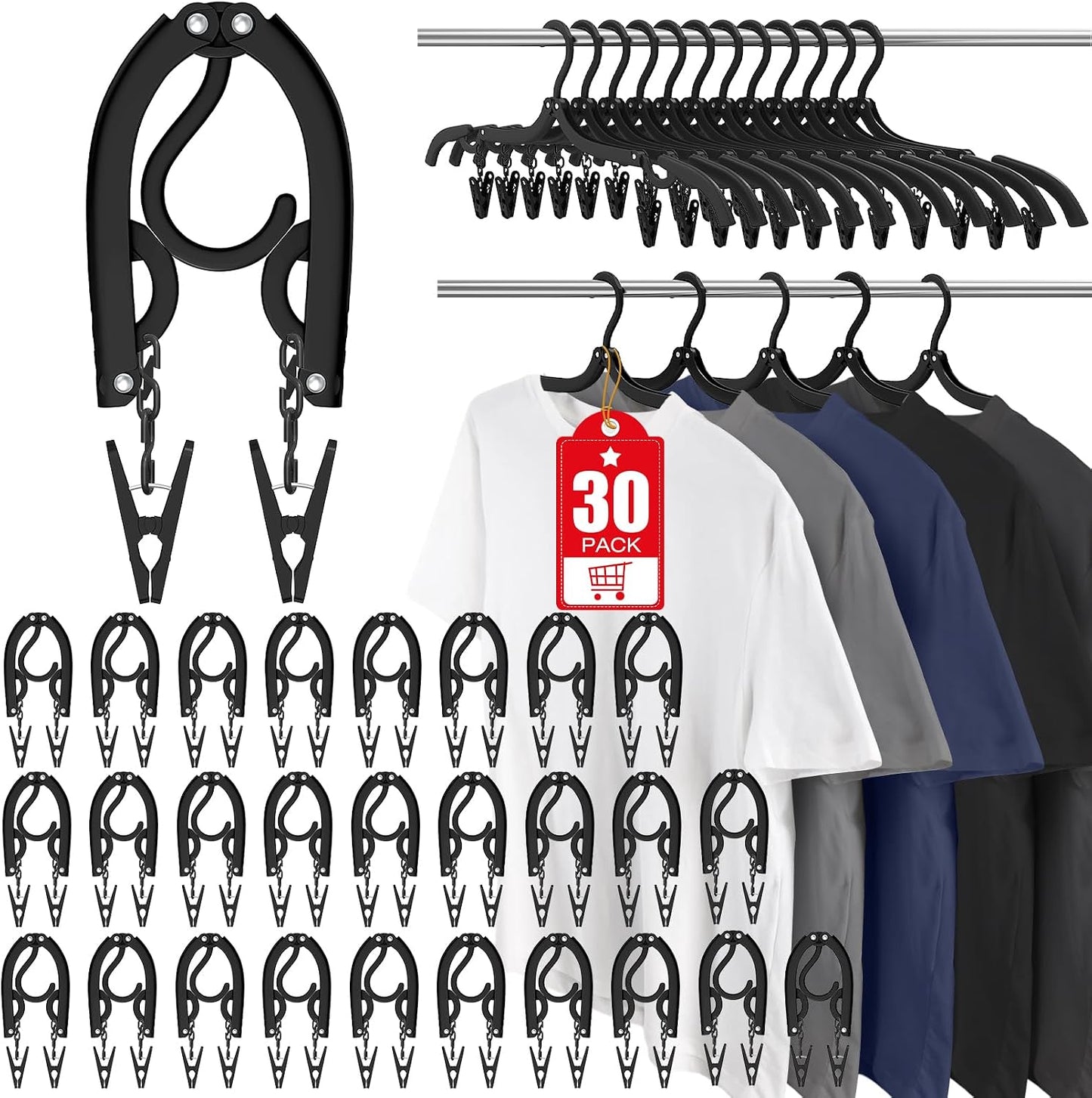 30 Perchas Viaje Plegables Organiz. Plástico