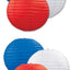 6 Linternas Papel 9.5pulg Rojo Blanco Azul