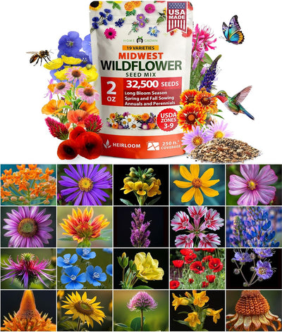Semillas flores silvestres 2oz 15 variedades anuales y perennes