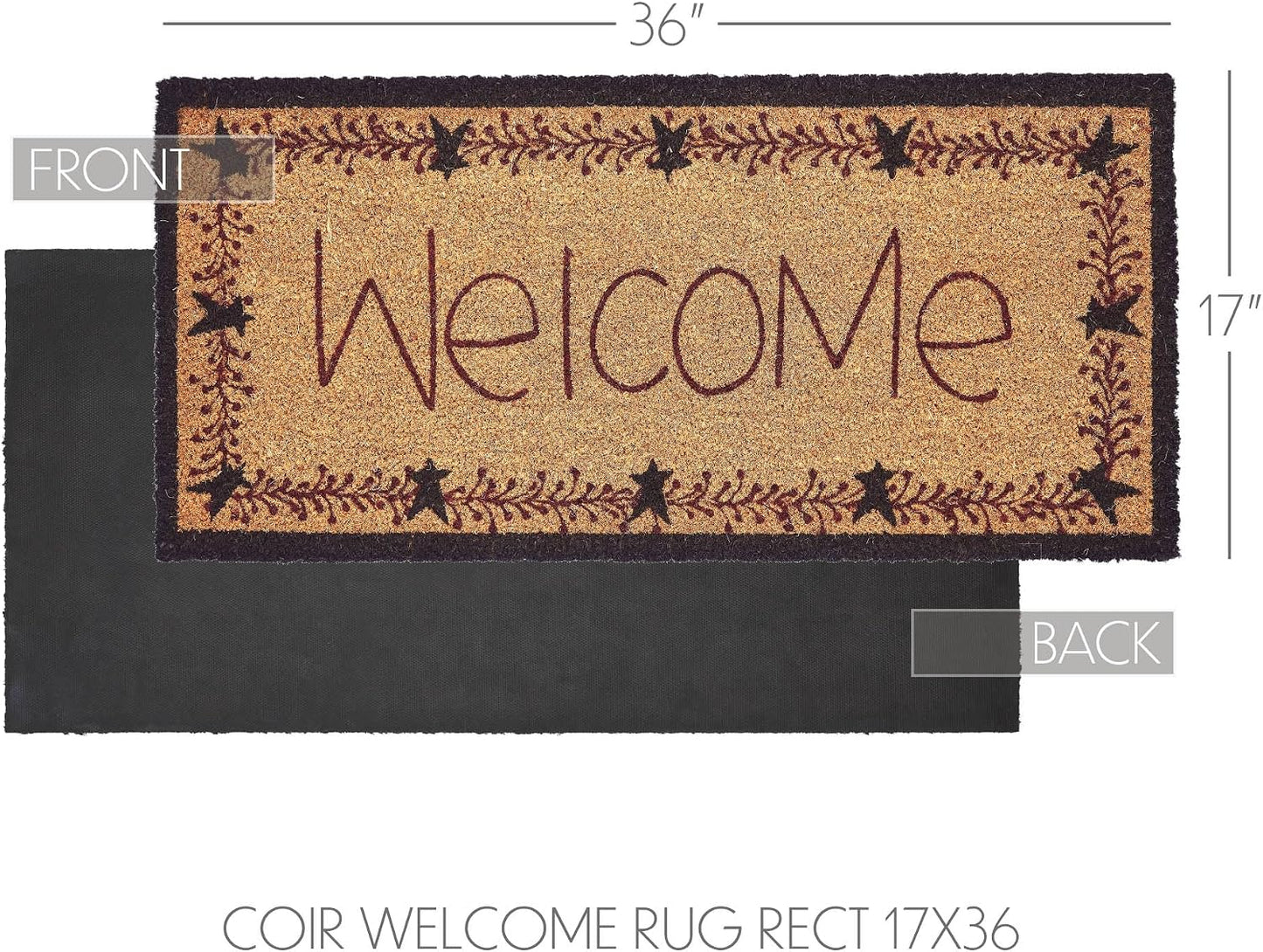 Felpudo Pip Vinestar 17x36" fibra coco con respaldo PVC
