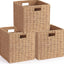 3 Cestas Tejidas Cuerda Papel 10.5" Canasta Marrón