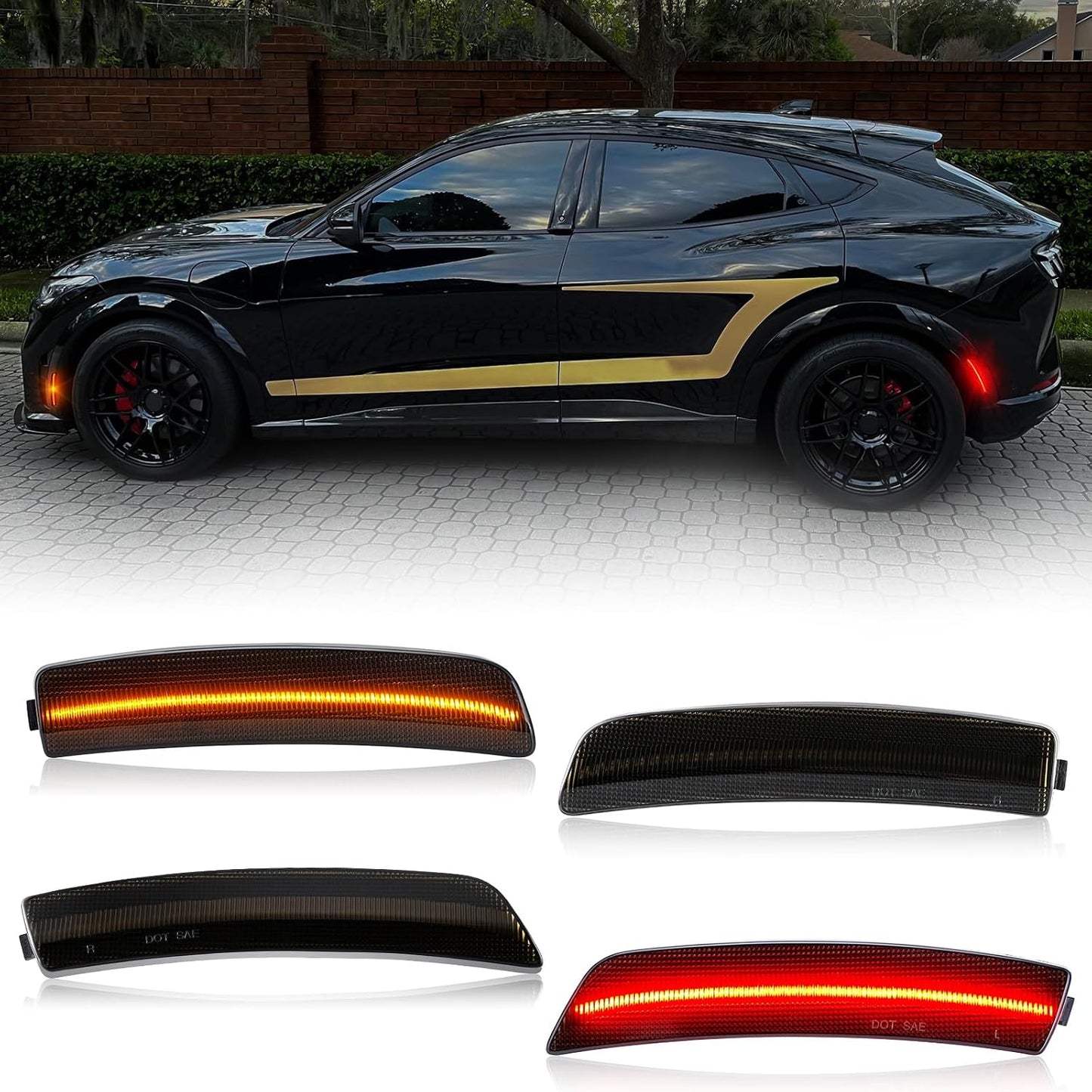 4 Pzas Luces LED Lente Ahumado Mustang Mach-E 21-24