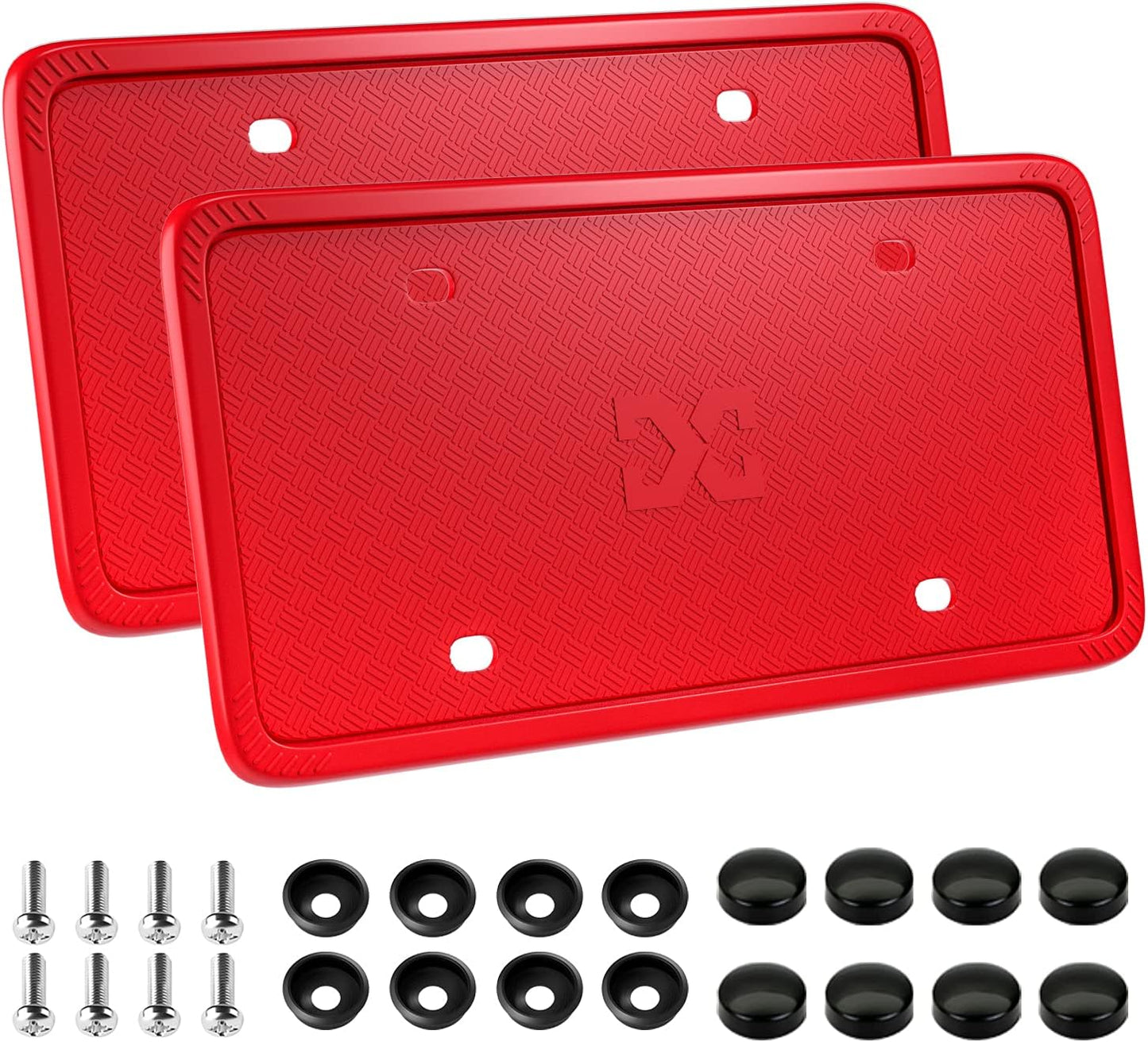 2 Fundas Silicona Marco Matrícula Soportes Resistentes Rojo