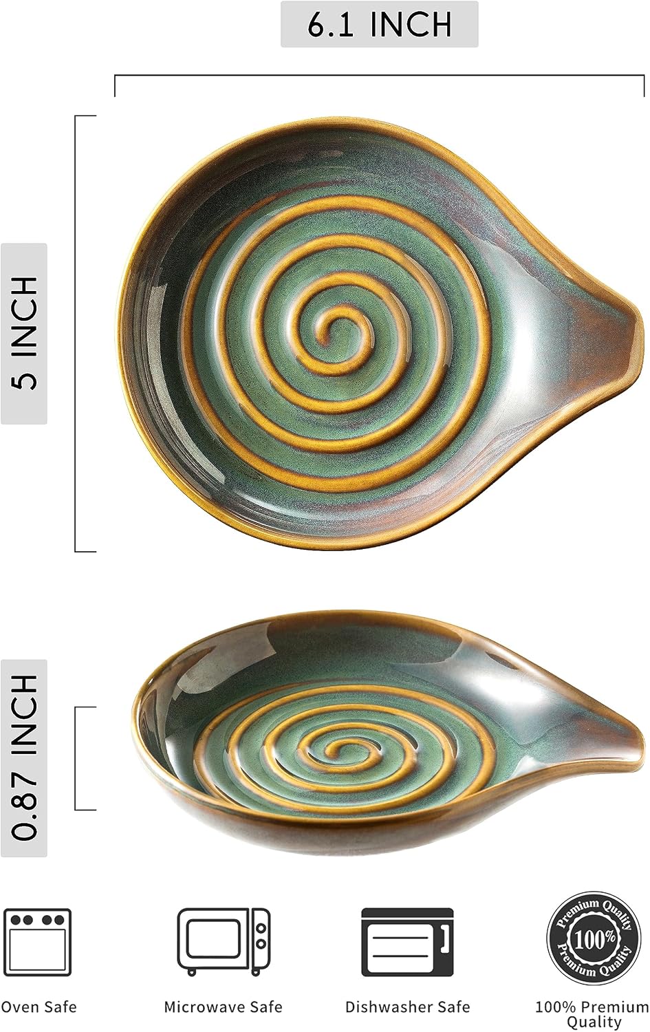 Soporte cuchara cerámica encimera decoración navideña verde