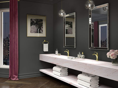 Grifo lavabo baño un solo control oro cepillado