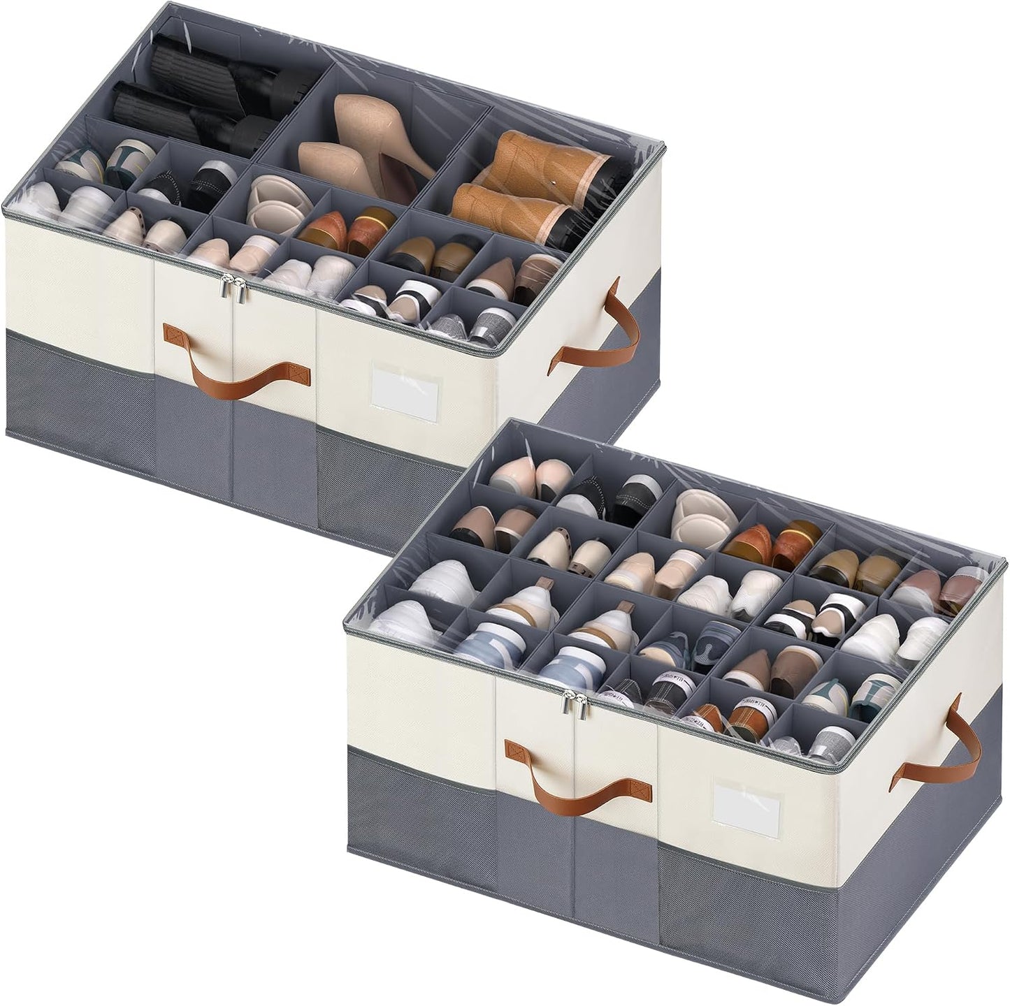 Organiz. zapatos 2 cajas con divisores tapa transparente