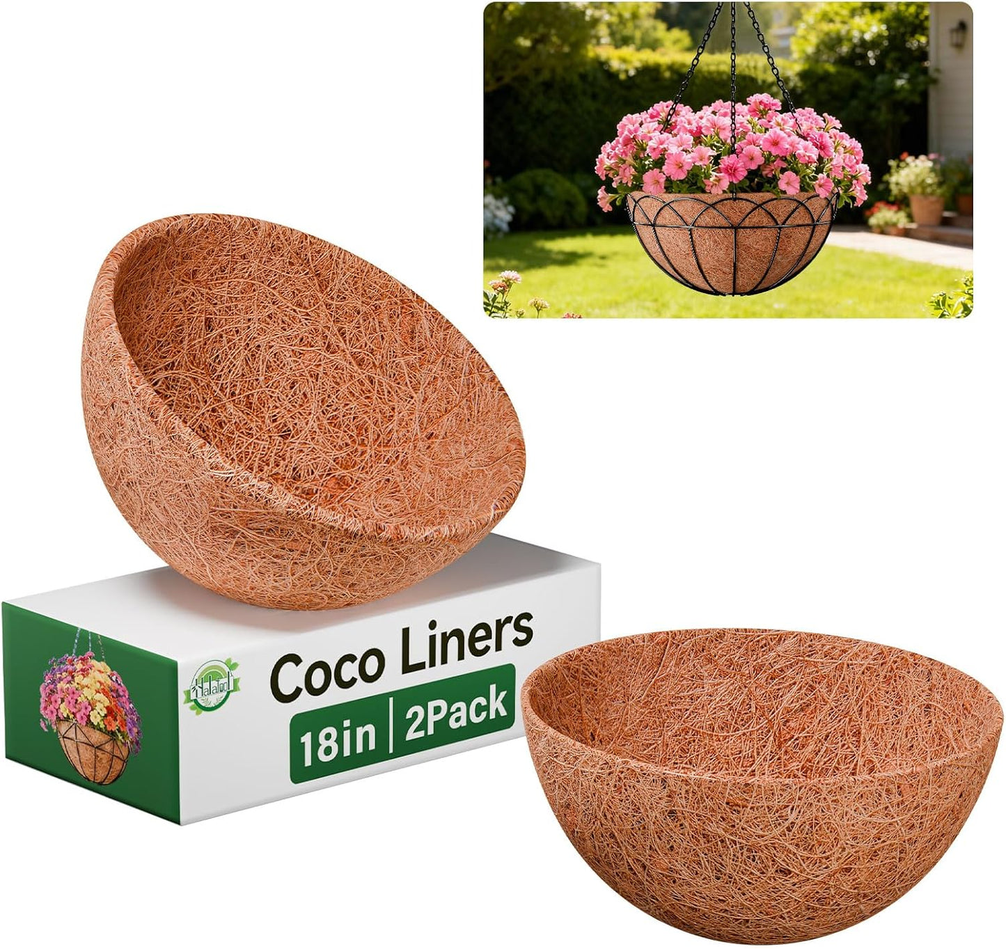 2 Forros Coco Natural 18" para Maceteros Colgantes Jardín