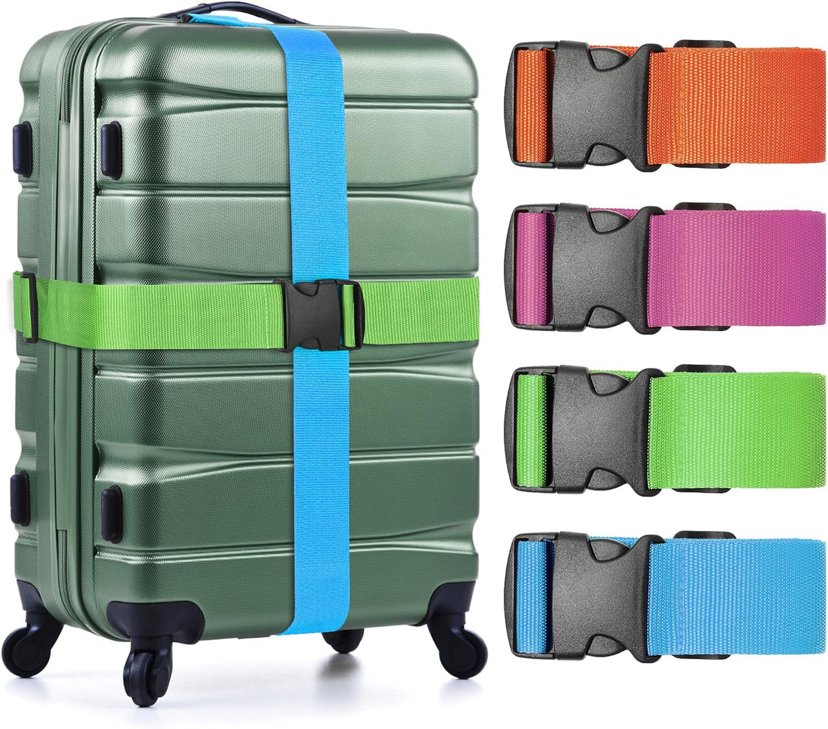 Correas equipaje ajustables 76pulg set 4 con hebilla