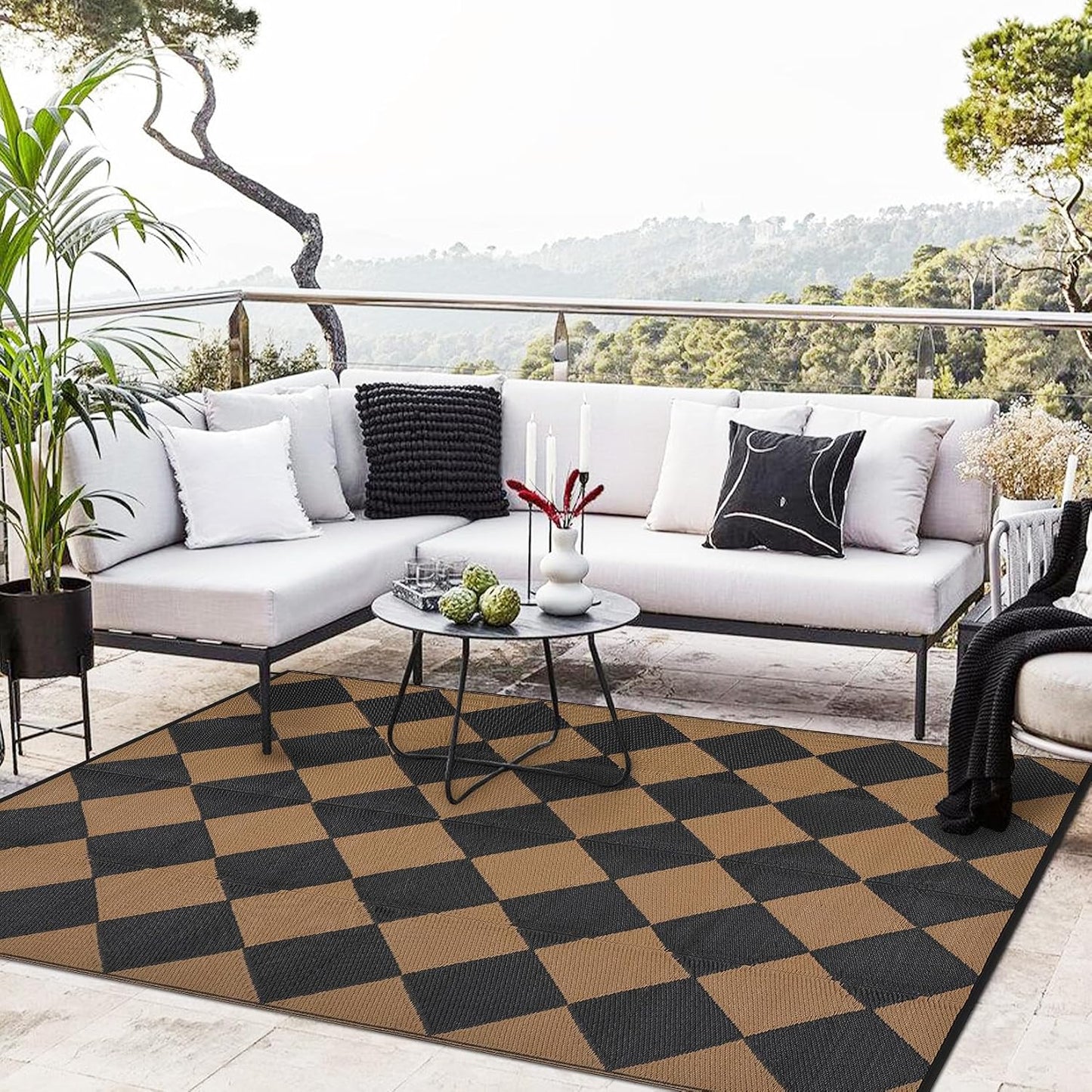 Alfombra exterior impermeable 9x12ft reversible camping