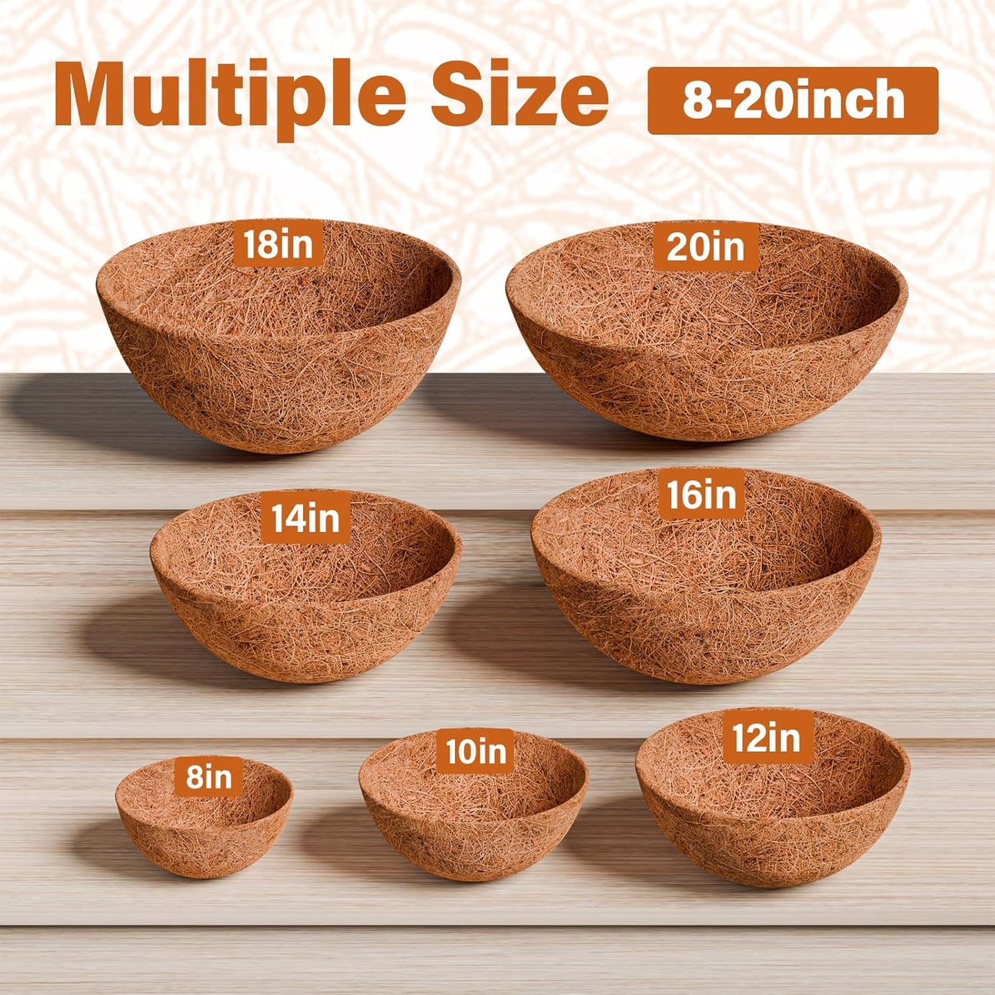 2 Forros Coco Natural 18" para Maceteros Colgantes Jardín
