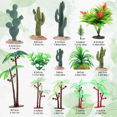 Set 20 Pzas Árbol Artificial Cactus Hierbas Desecho Ferrocarril