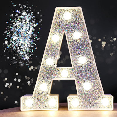 Letras LED plateadas para cumpleaños y habitación adolescente