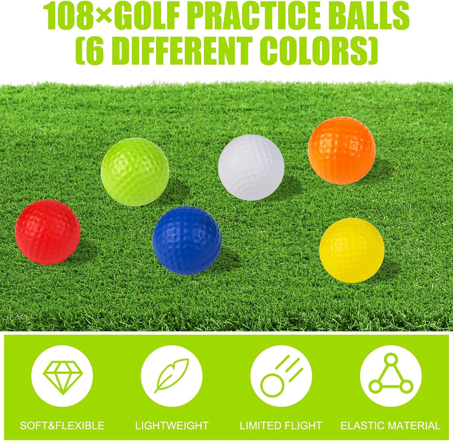 108 Pelotas Golf Espuma Suave Práctica Patio
