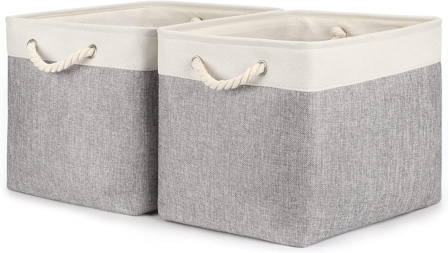 2 Cestas Tela 16x12" para Organizar Estantes