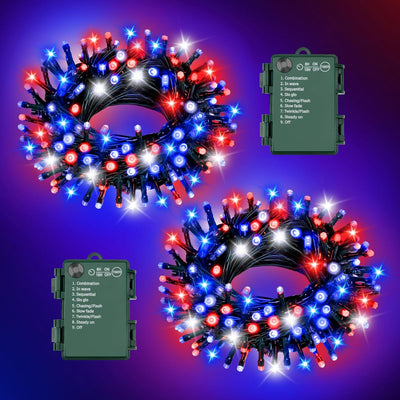 Tira luces LED 4 de Julio 33pies 100 luces con temporizador