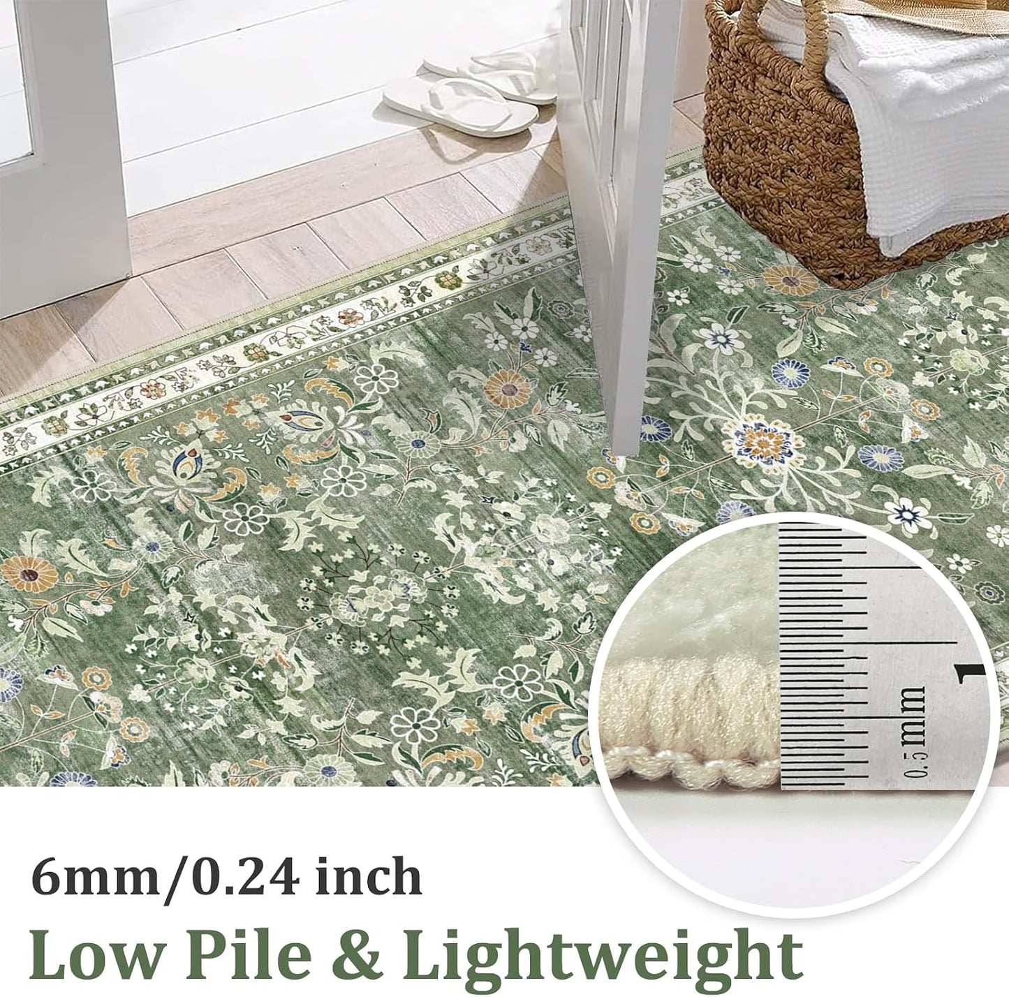 Alfombra pasillo 2x12ft antiderrap boho