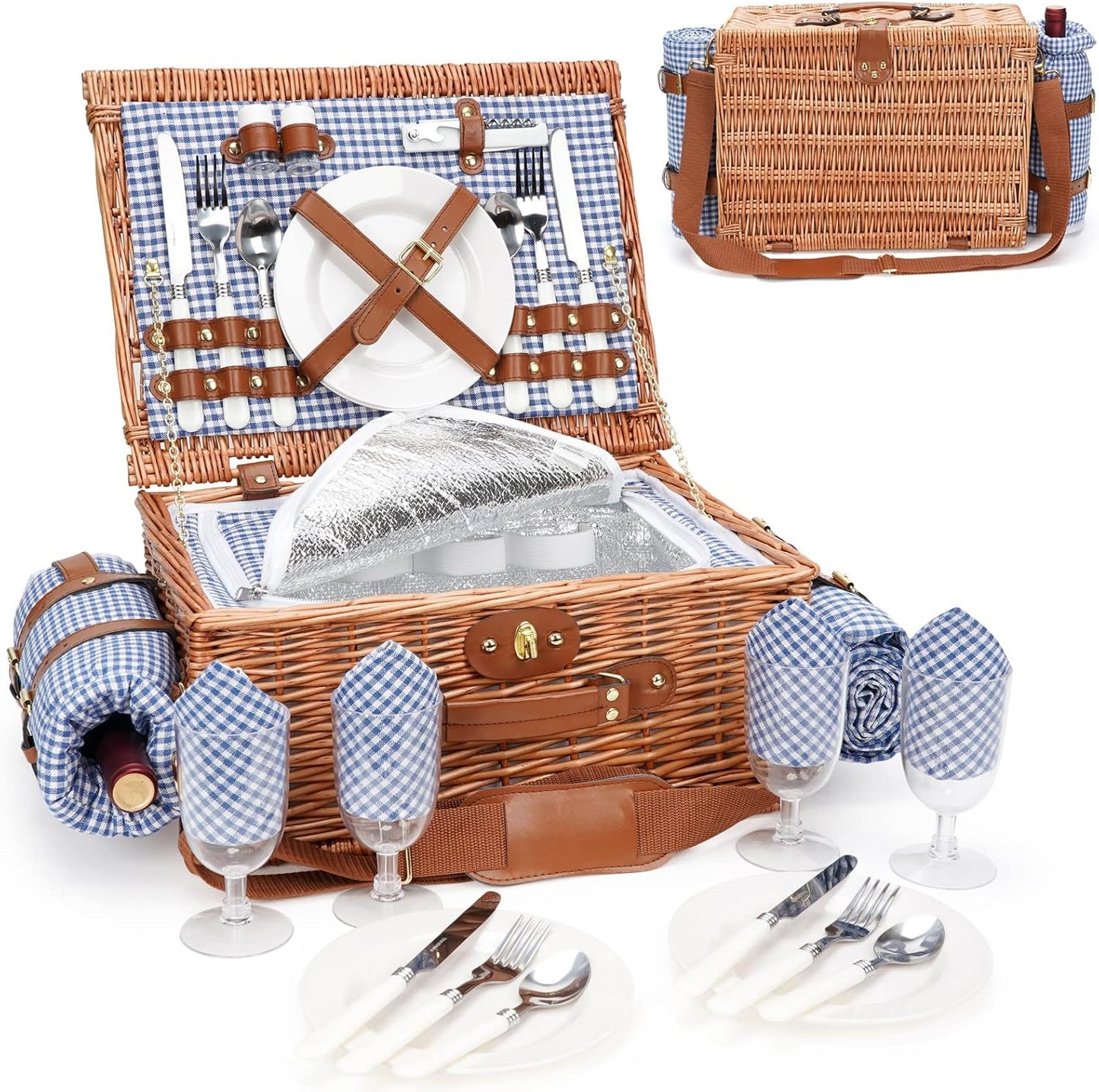 Cesta picnic sauce con manta impermeable y correa hombro