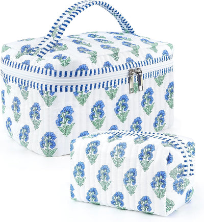 Set 2 bolsas maquillaje acolchadas floral para mujer y niña