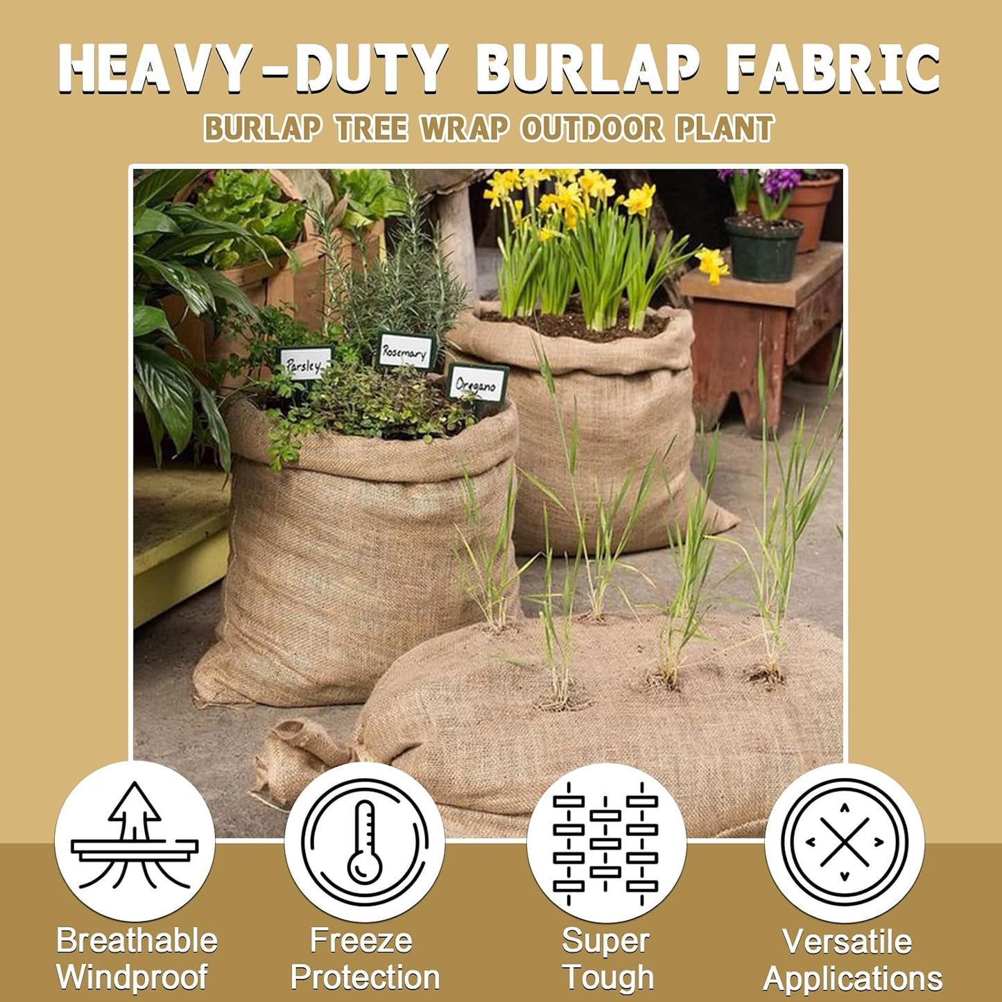Rollo arpillera 40pulg x15ft para jardín y manualidades