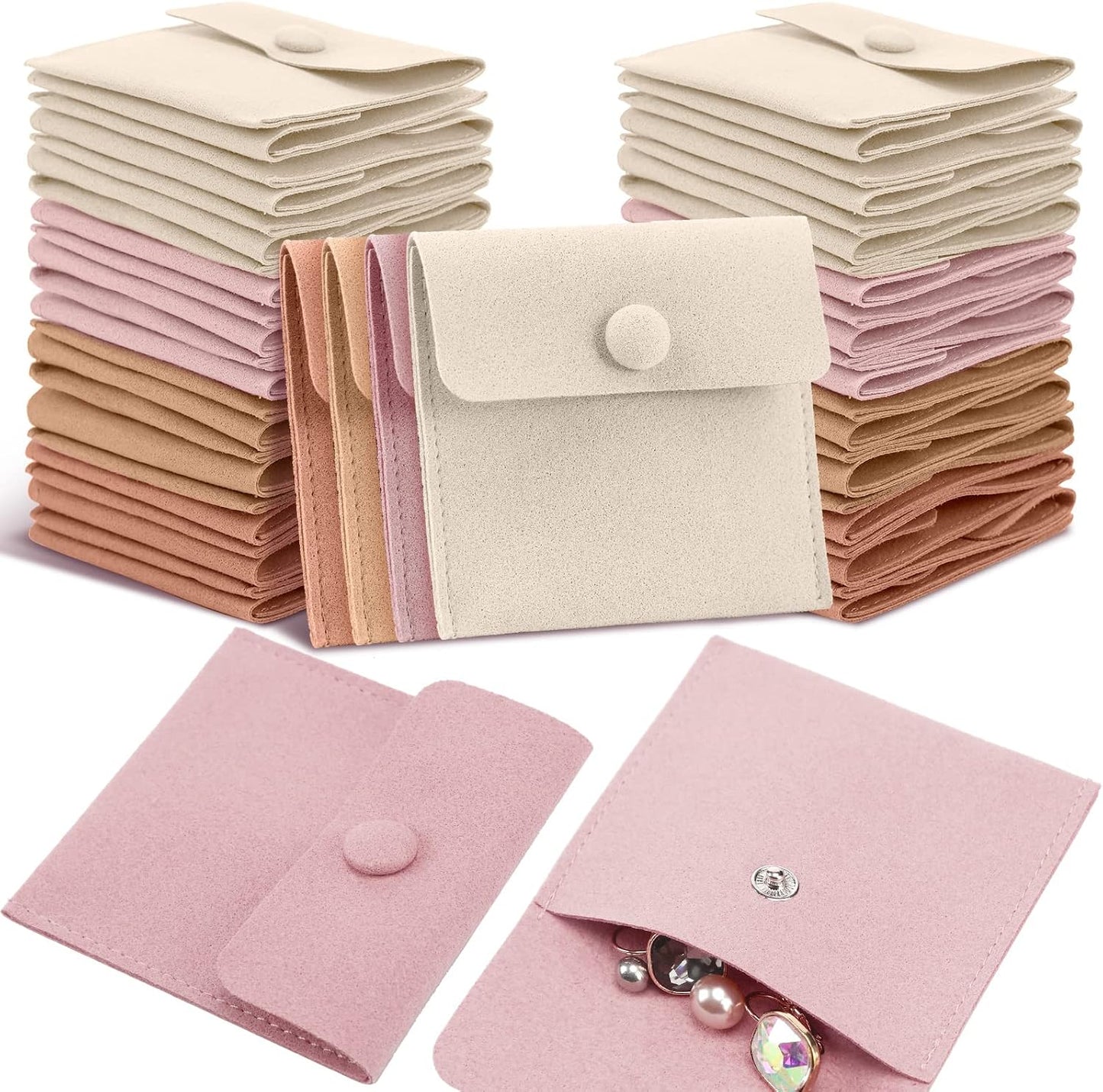 Bolsa microfibra para joyería 8x8cm con divisor y botón
