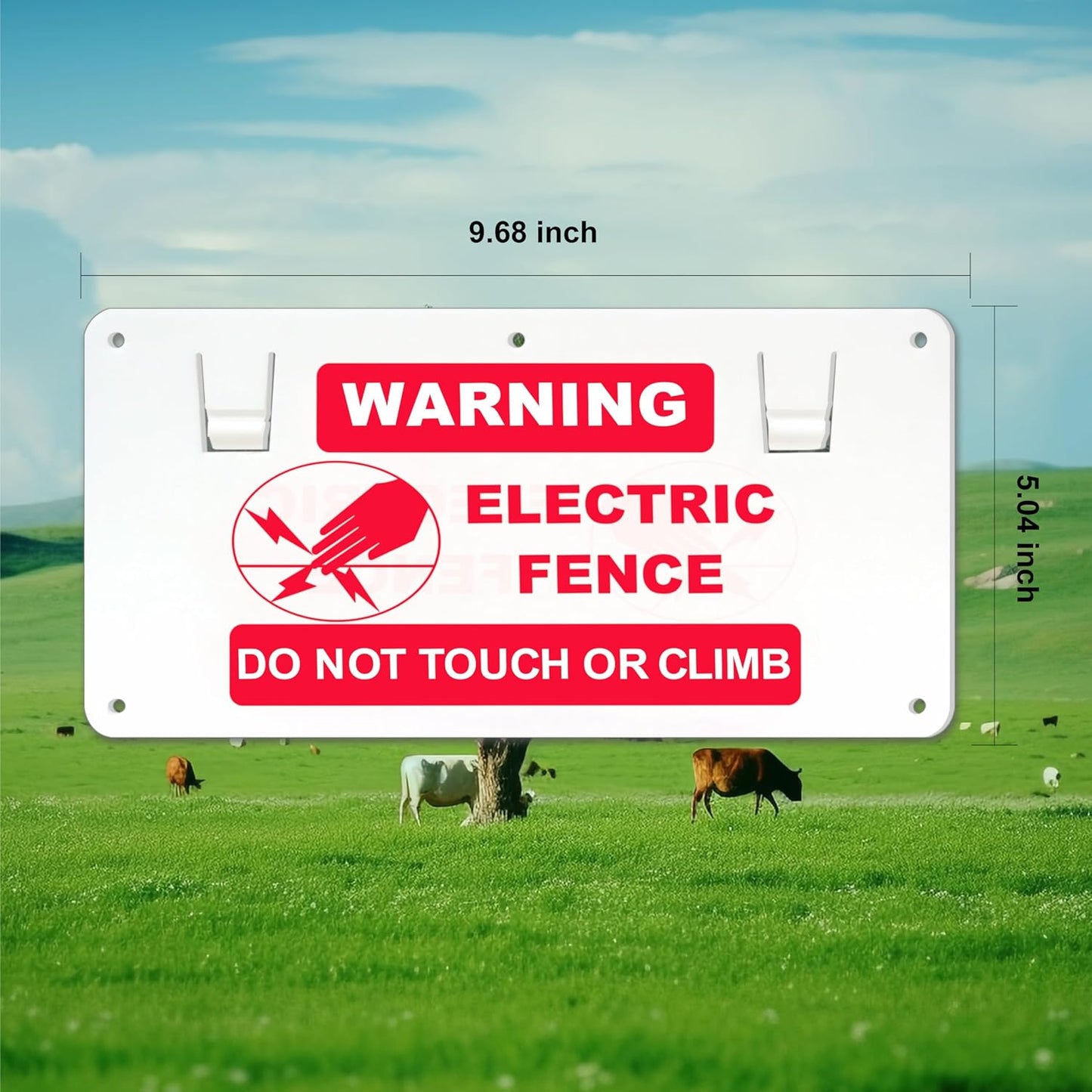 Señal advertencia eléctrica valla 9.68x5.04" blanco rojo