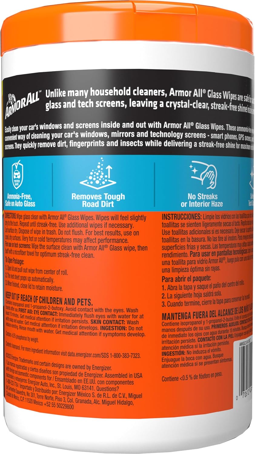 Toallitas limpieza vidrio auto 90 uds