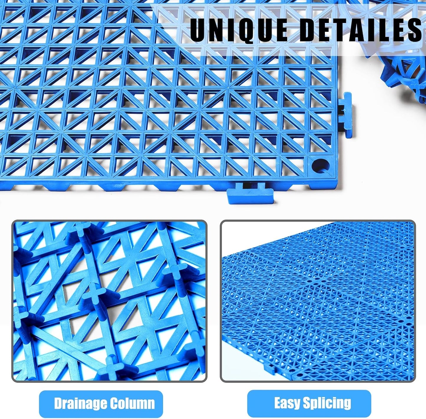 8 Baldosas Drenaje Antiderrap Azul PVC Suelo Ducha