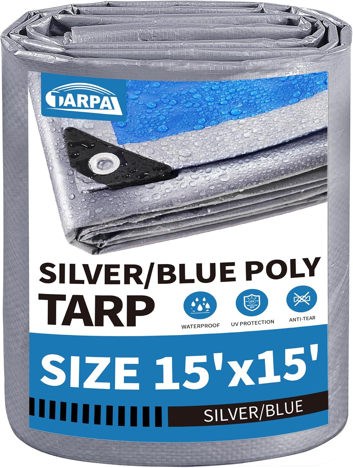 Lona impermeable 15x15ft polietileno 7.5mil UV y rasgaduras