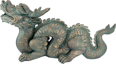 Estatua dragón Gran Muralla jardín 29pulg bronce verdigris