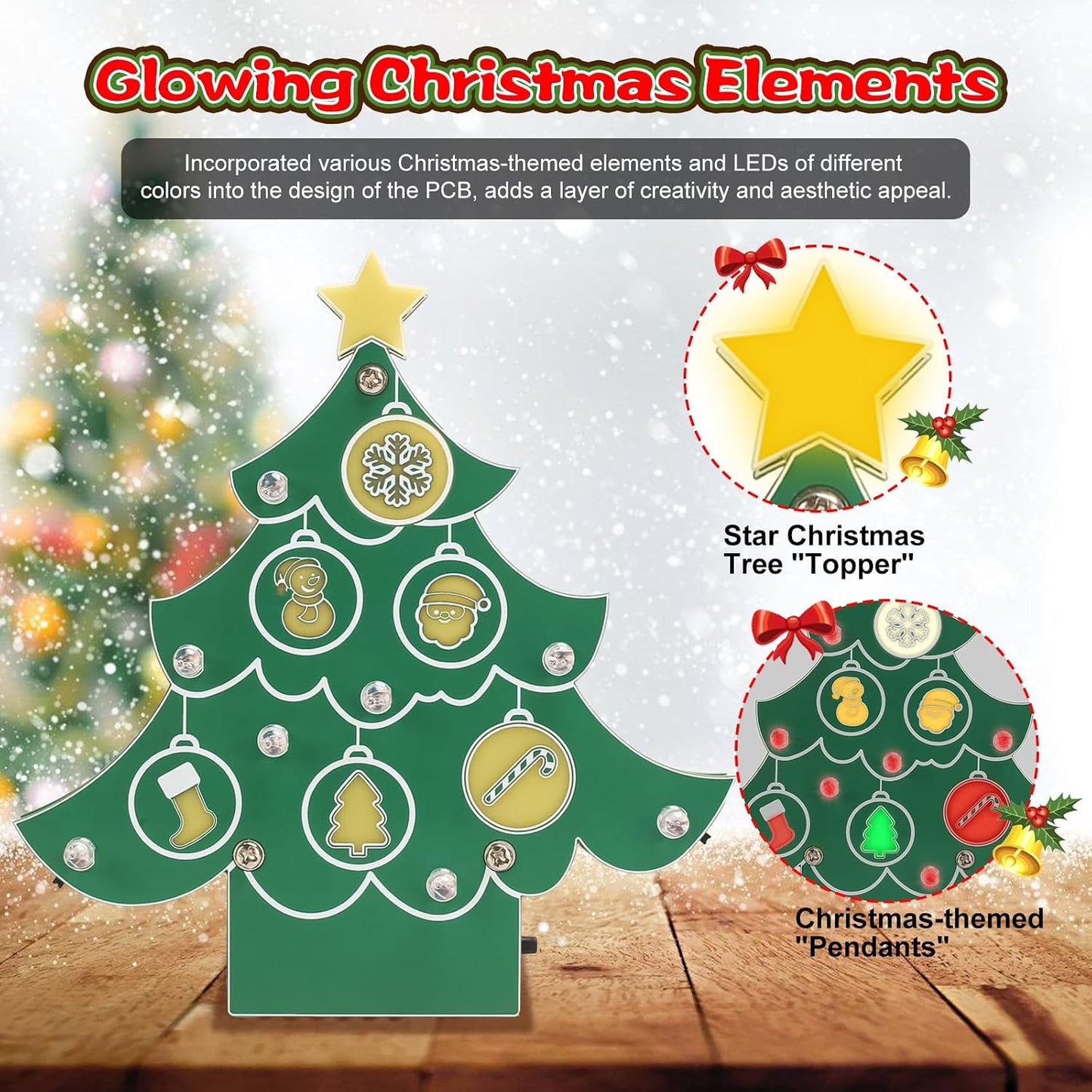 Kit soldadura árbol navidad con luz colorida 3 modos
