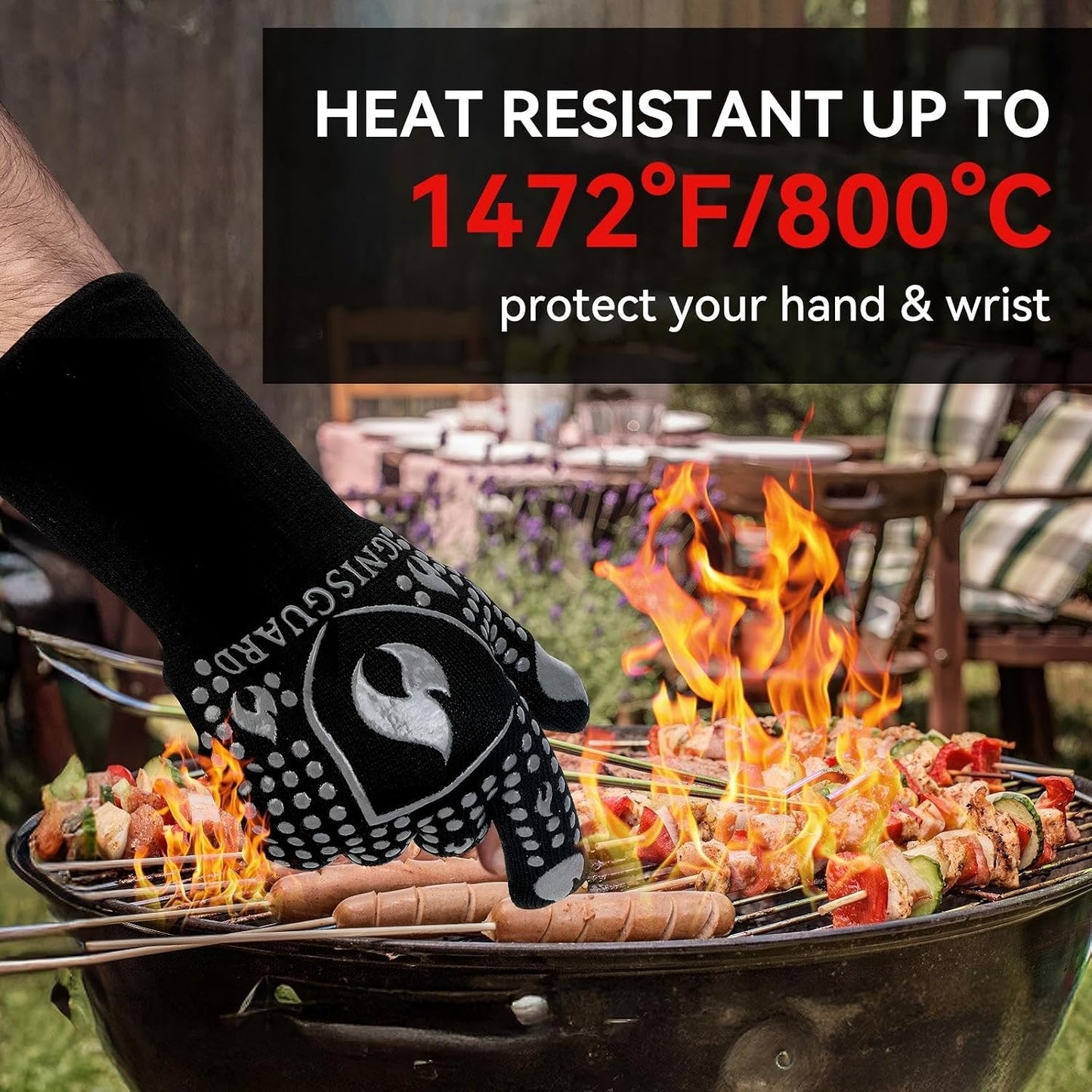 Guantes parrilla silicona resistentes 1472°F antideslizantes