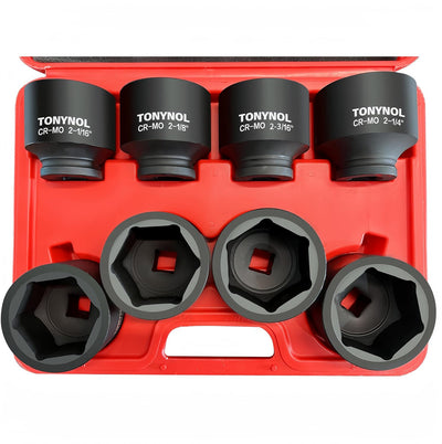 Set 8 Pzas Llaves Vaso Jumbo 3/4pulg Acero Cr-Mo con Caja