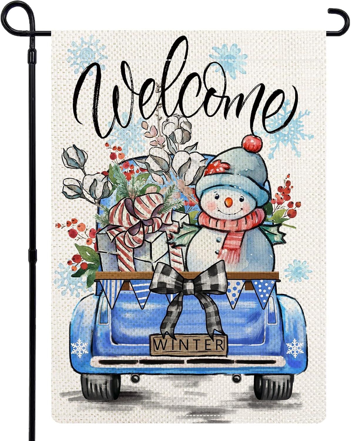 Banderas jardín camión invierno 12x18pulg doble cara rústica