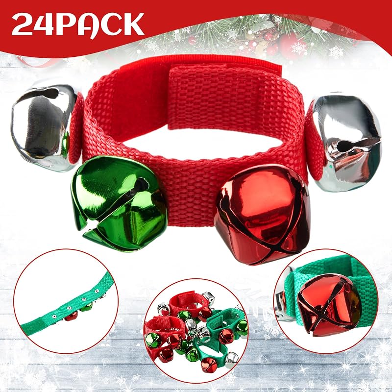 24 Pulseras Navidad Cascabel Musical Ajustable Regalo